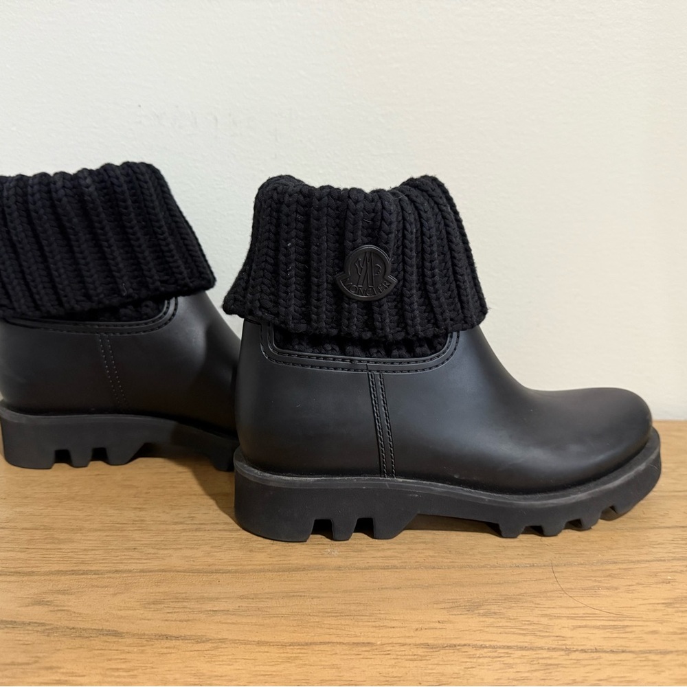 Moncler Black Knit Cuff Boots